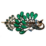 Haarspange Pfau Metall Strass grün türkis gold 5223 Haarspange Pfau Metall Strass grün türkis gold 5223